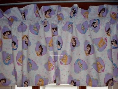 lined PREMADE VALANCE with DISNEY princess SNOW WHITE belle CINDERELLA FABRIC