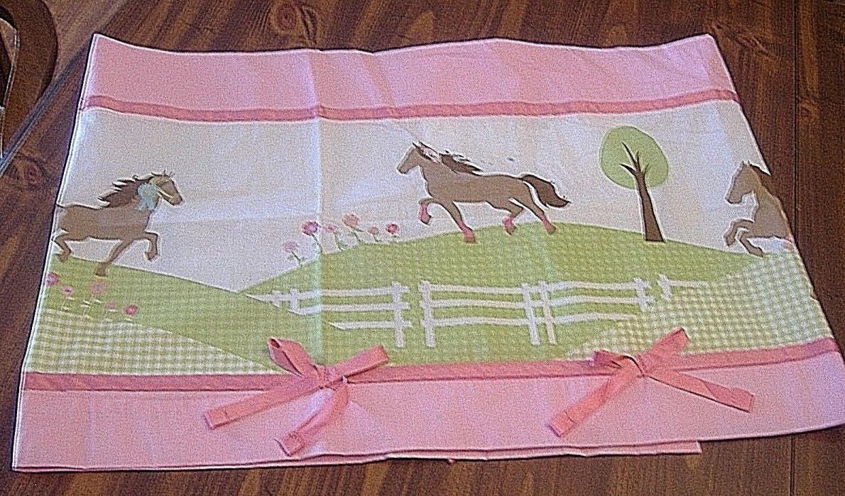 Circo Pretty Horses Window Curtain Valance Pony Bow Pink Gingham 54 x 15  (t-5)