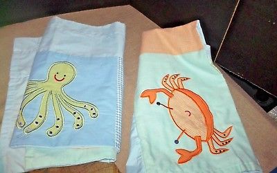 Tiddlewinks Under the Sea Set of 2 Window Valances Blue Green Orange Crib Kids