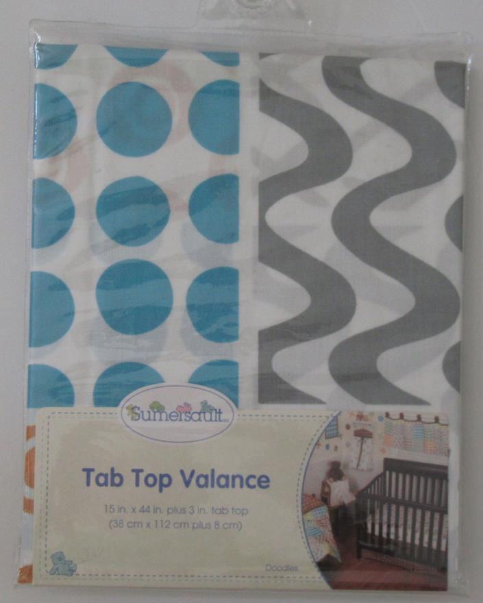 SUMERSAULT Baby Nursery Decor Tab Top Window Valance Doodles Polka Dot NEW