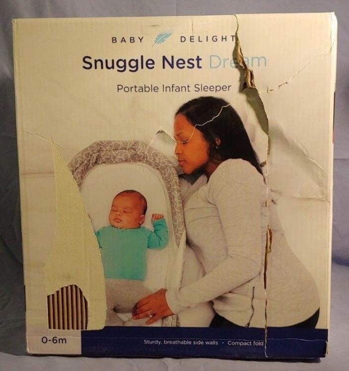 Baby Delight Snuggle Nest surround beige white doodles portable infant sleeper