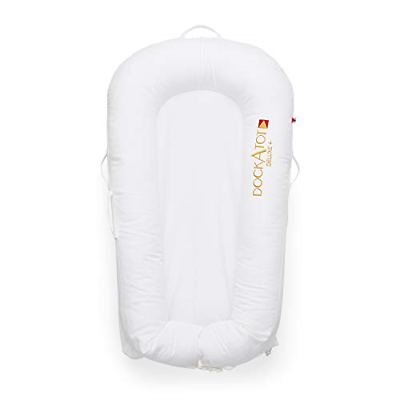 DockATot Deluxe+ Dock Pristine White - The All in One Baby Lounger - Perfect for