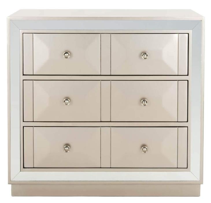 Safavieh CHS6401B Home Collection Sloane Antique Beige and Nickel 3 Chest of