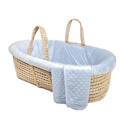 Round Dot Moses Basket Blue Baby Bedding Set Comfy Secure Infant Sleeping Bed
