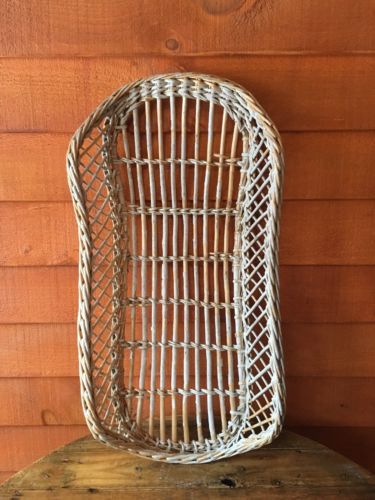 Antique Baby Basket Bassinet Hand Woven Moses Wicker