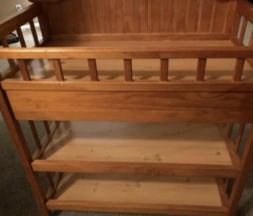 Wood Baby Changing Table With Shelves And Drawer