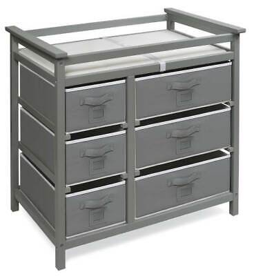 Modern Baby Changing Table with Six Baskets in Gray [ID 3708096]