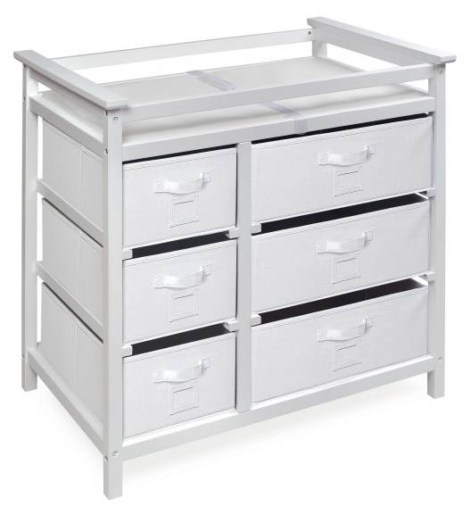 Modern Baby Changing Table with Six Baskets in White [ID 3708094]