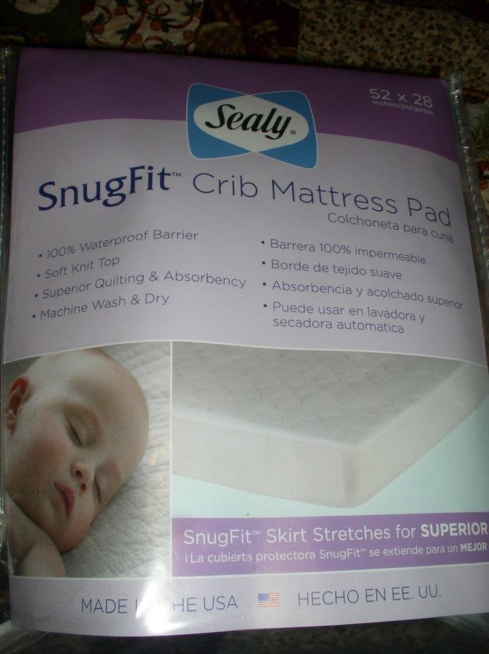 Sealy SnugFit Crib Mattress Pad SnugFit Skirt 100% Waterproof 52