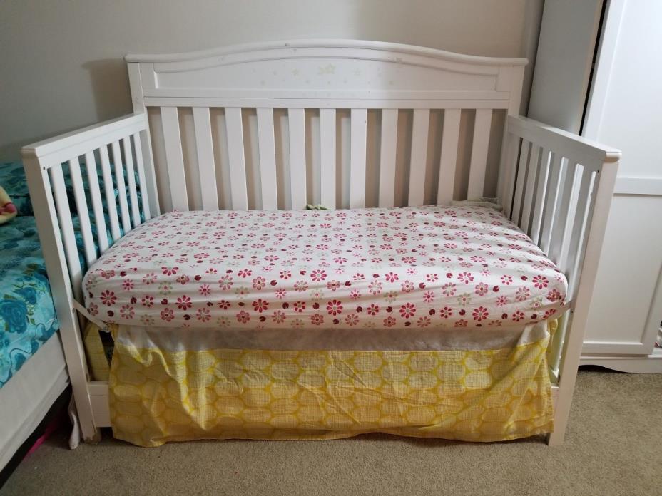 Delta Children Emery 4-in-1 Convertible Crib, White + Sealy Ultra Crib Mattress