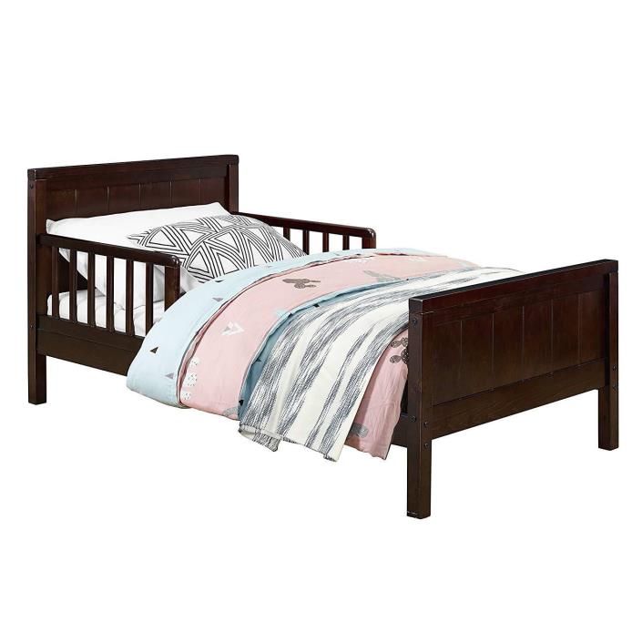 Dorel Asia Toddler Bed Espresso Sturdy Wood Construction Child Safety Guardrails