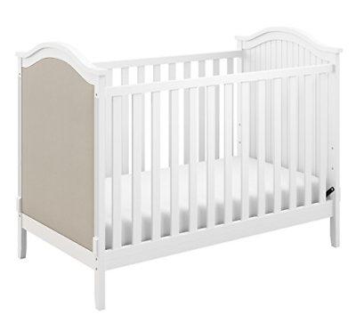 Storkcraft Rosehill Upholstered 3-in-1 Convertible Crib, White/Sand, Easily to