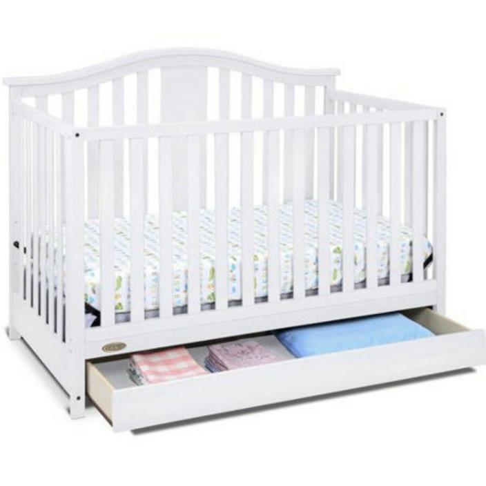 Convertible 4in1 Baby Crib with Drawer Home Child Bed Storage Clothes Organizer