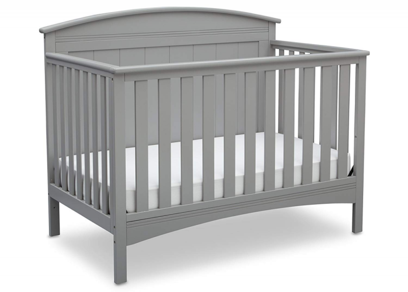 Delta Children Archer Solid Panel 4-in-1 Convertible Baby Crib, Grey
