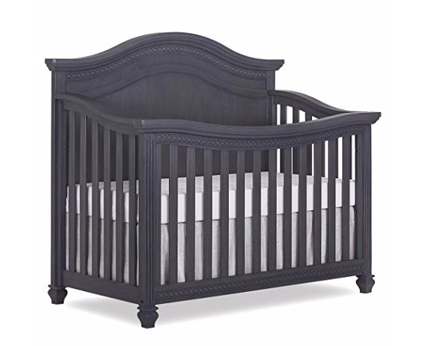 Evolur Madison Baby Crib -  5 in 1 Curved Top Convertible Crib - Weathered Grey