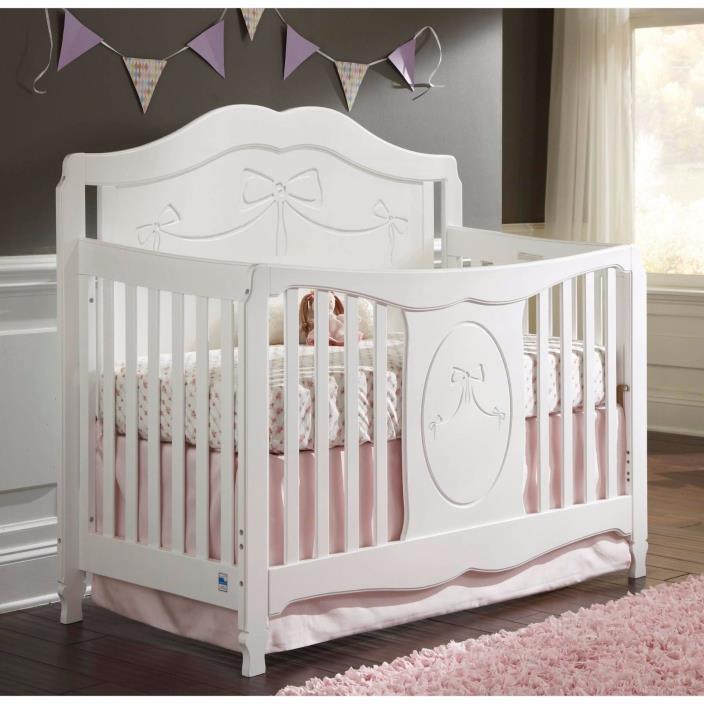 Storkcraft Baby Crib Nursery Furniture Princess 4 in 1 Convertible White