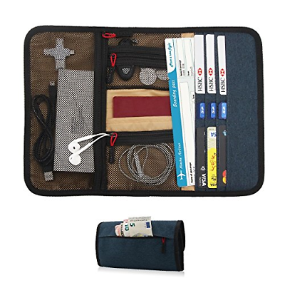 Travel Gear Organizer with Passport Cash Card Slots - Maxjoy Travel Passport for