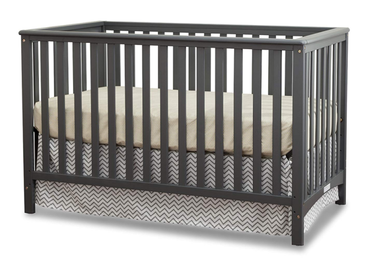 Storkcraft Hillcrest Fixed Side Convertible Crib, Gray, Easily Converts to Toddl