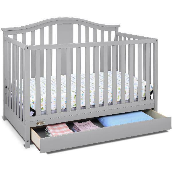 Best Convertible Crib 4 in 1 with Drawer Nursery Furniture Baby Toddler Bed