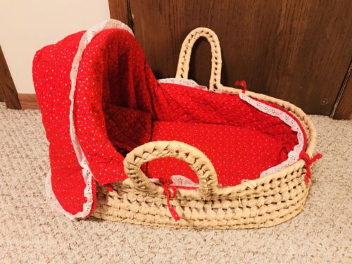 Moses Basket with Red Bedding
