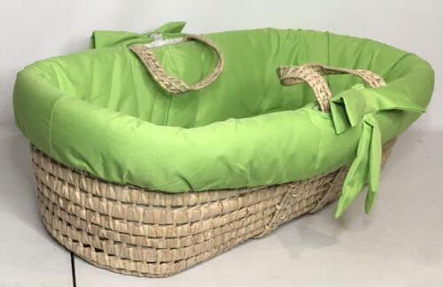 Moses Baby Basket with Handles Apple Green 32”x15”x15”