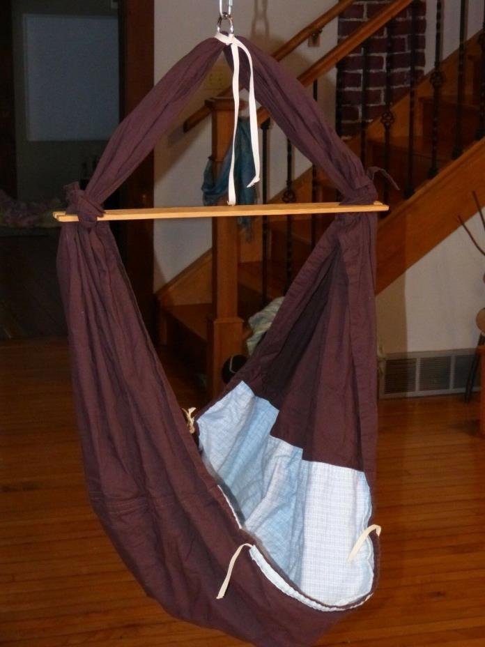 Baby Hammock Special Delivery Cotton Made in USA Hawaii Brown Blue