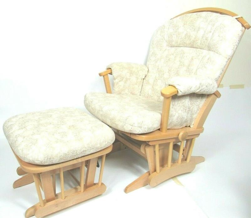 Dutailier Sleigh Glider Multiposition Recline and Ottoman Combo Ivory Beige