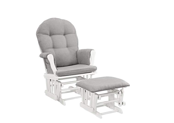 Glider Rocker Nursery Gliding Ottoman Baby Chair White With Gray Cushion