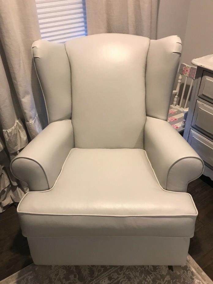 Pottery barn kids leather wingback convertible rocker pale grey with driftwood