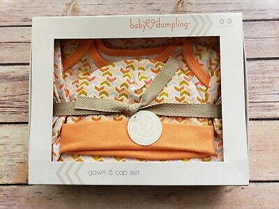 Baby Dumpling Gown and Cap Gift Set 100%Cotton 0-3 Months New