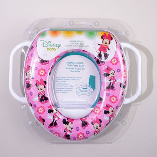 New Disney Baby Minnie Mouse Soft Padded Potty Seat Handles Pink Floral Design