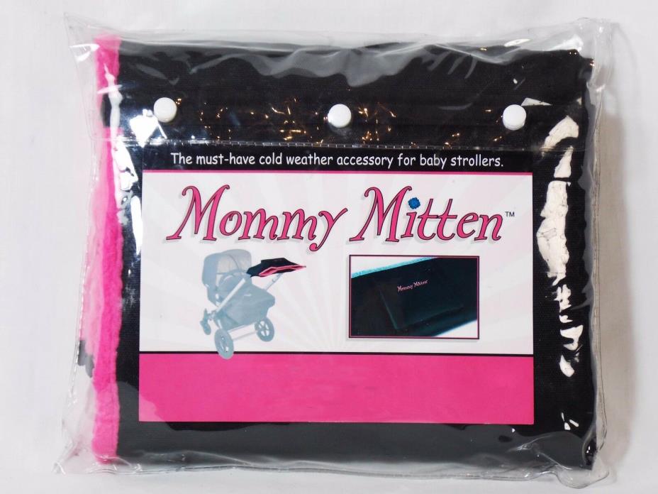 Mommy Mitten Stroller Hand Warmer Handlebar Cover Fleece Lined Black Hot Pink