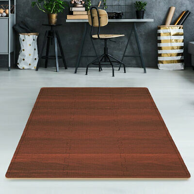 Sorbus Interlocking Wood Print Floor Mat Set of 9
