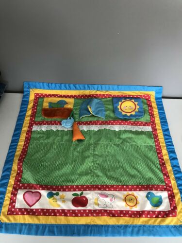 Vintage 1985 Playskool Fold N Go Baby Activity Play Mat Blanket Quilt Mirror