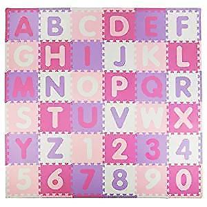 Tadpoles Soft EVA Foam 36 Piece ABC Playmat Set, Pink/Purple, 74