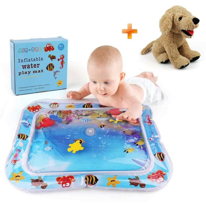 Infants Newborn Baby Inflatable Water Mat Plush Dog Animal Retriever Stuffed Toy