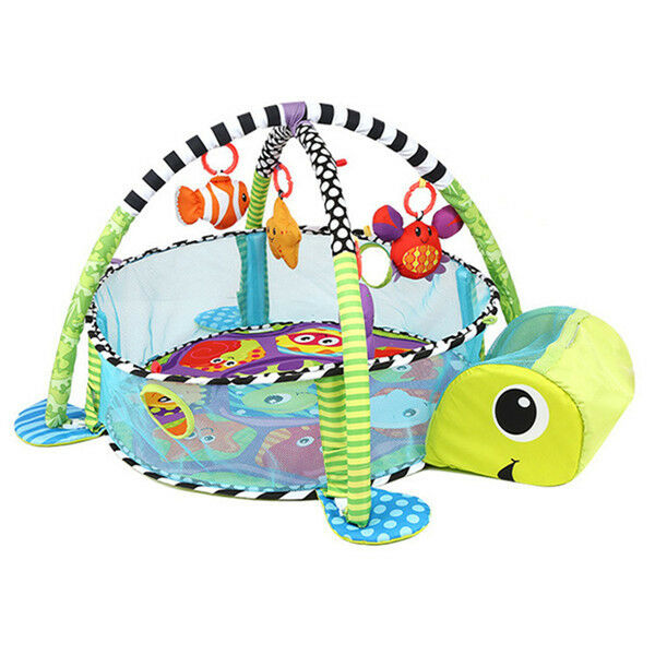 Baby Playpen Activity Gym Playmat Turtle With Toys And Ball Pit