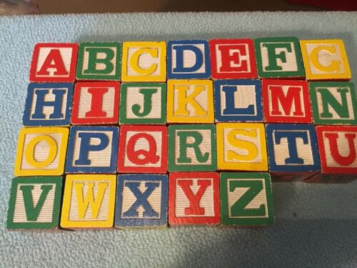 26 Wooden Blocks Complete Alphabet Baby Toddler Stacking Toy