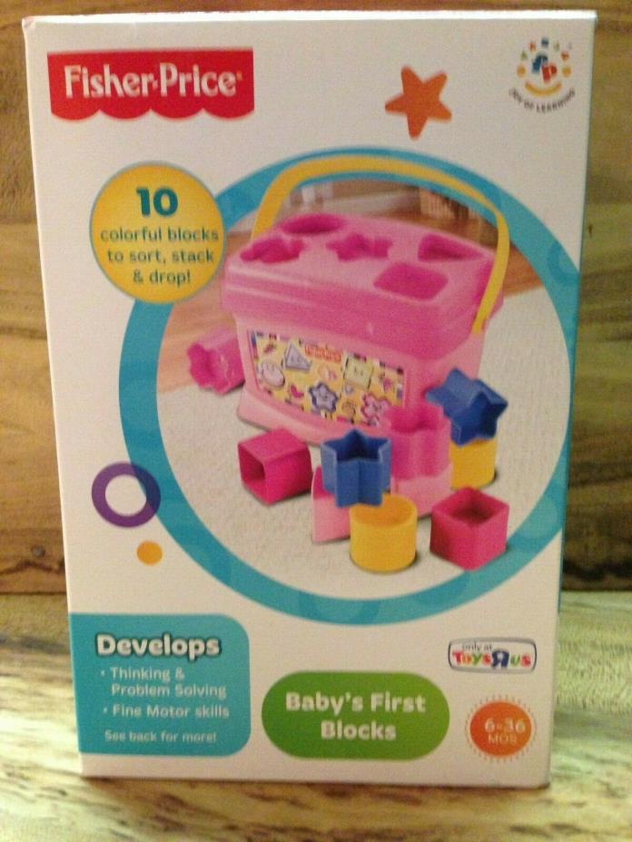 New Baby's First Blocks - Pink w/ 10 Colorful Blocks - Ages 6-36mos. New/Sealed