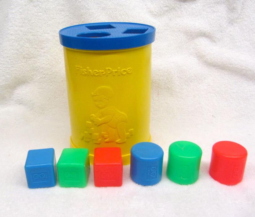 Vintage Fisher Price Sorting Blocks & Container - No Rectangle