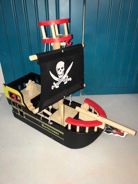 Le Toy Van Barbarossa Pirate Ship Wooden Budkins Boat wood toy lil people SCALE