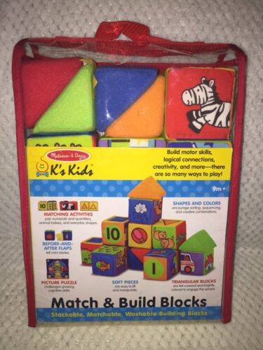 New Melissa and Doug K's Kids Mix and Match Soft Washable Building Blocks