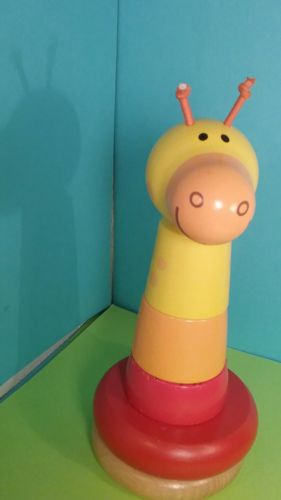 Vintage Hape stackable wooden baby toy giraffe 7 inches tall