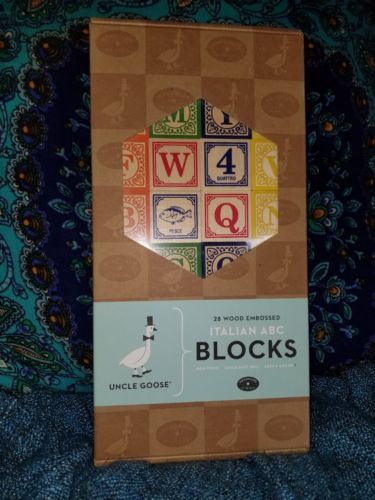 New Uncle Goose Italian Wood ABC Alphabet Blocks. MADE IN THE USA