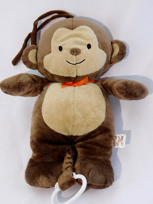 Carters MONKEY Child Of Mine Musical CRIB PULL Brown Plush Orange Bow Baby Toy