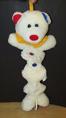 Carters baby plush musical crib hanging pull toy white clown teddy bear red blue