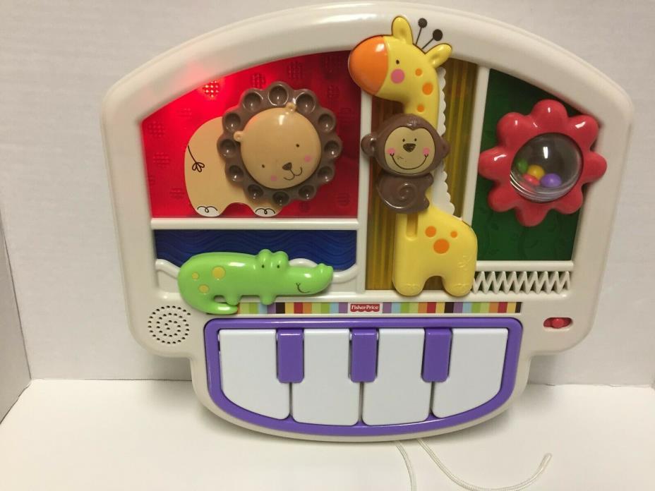 Fisher Price Luv U Zoo Crib to Floor Activity Piano Toy Light Up Musical Soother