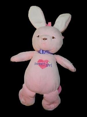 Prestige Baby Pink Bunny Rabbit Sweet Girl Plush Musical Crib Toy Heart