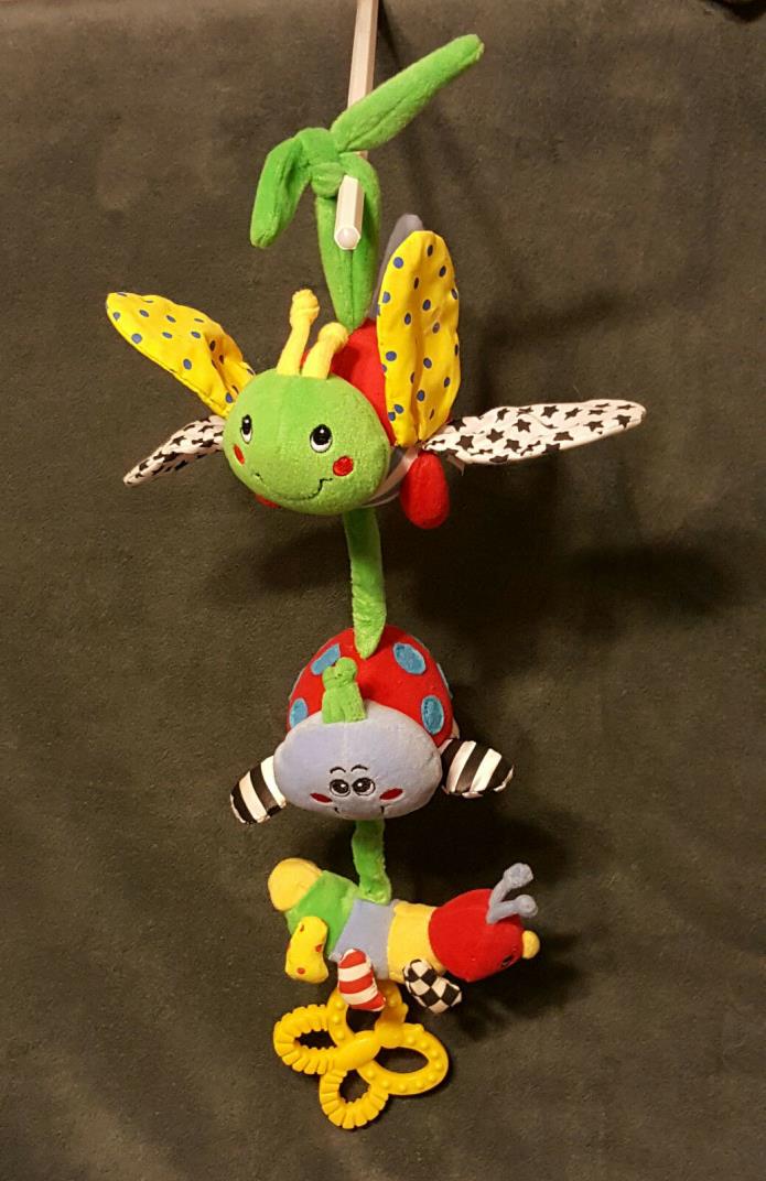 2001 Kids II Caterpillar Ladybug Dragonfly Pull String Crib Toy Musical Plush