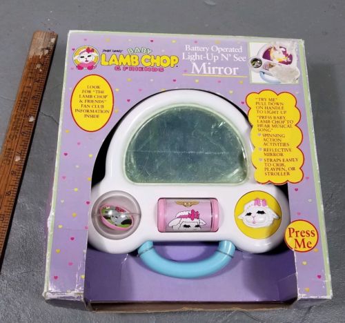 Vintage Baby Lambchop Light-up N' See Mirror Crib Toy musical NOS